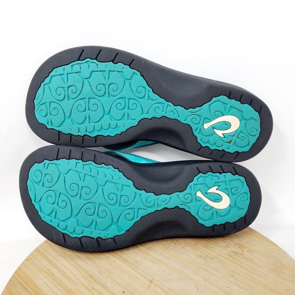Olukai Ohana Sandals Womens 5 Teal Blue Flip Flop Thong Pool Beach‎ Shoes - Picture 10 of 12